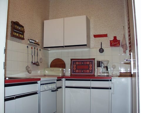 Fridge, oven, stovetop, coffee/tea maker