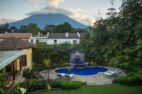 View from upstairs terrace with impressive views of Volcan de Agua.