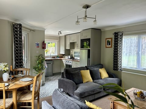 Open plan living/dining room with stunning new fully equipped kitchen.