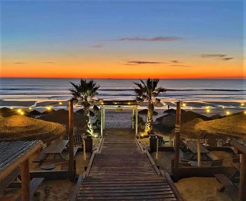 Beach nearby, sun loungers