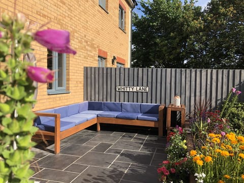 Sunny garden seating area