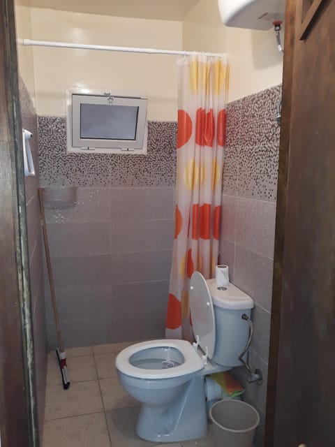 Combined shower/tub, towels