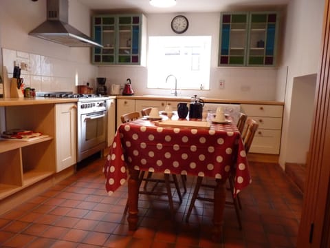 Fridge, oven, stovetop, coffee/tea maker