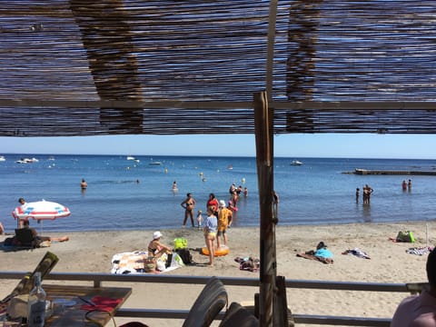 On the beach, beach towels