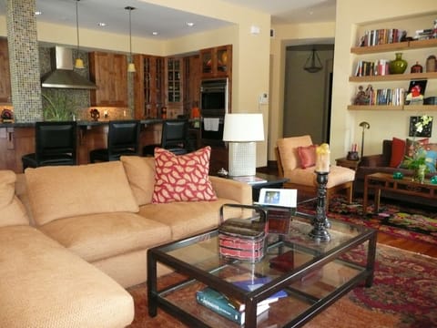 Living area | TV, fireplace, DVD player, books