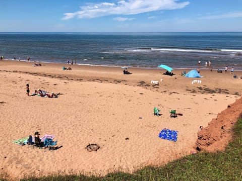 On the beach, beach towels