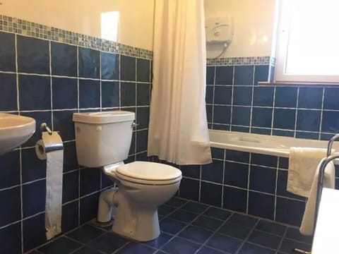 Combined shower/tub, towels