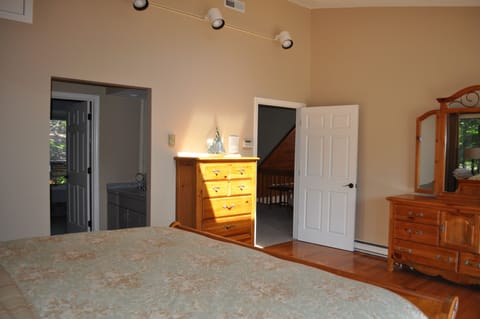 Master Bedroom is private and spacious with deck, loft, vanity and master bath.