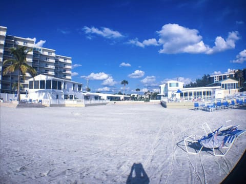 On the beach, sun loungers, beach towels