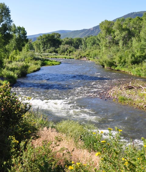 The Roaring Fork River, excellent fly fishing right on the property!