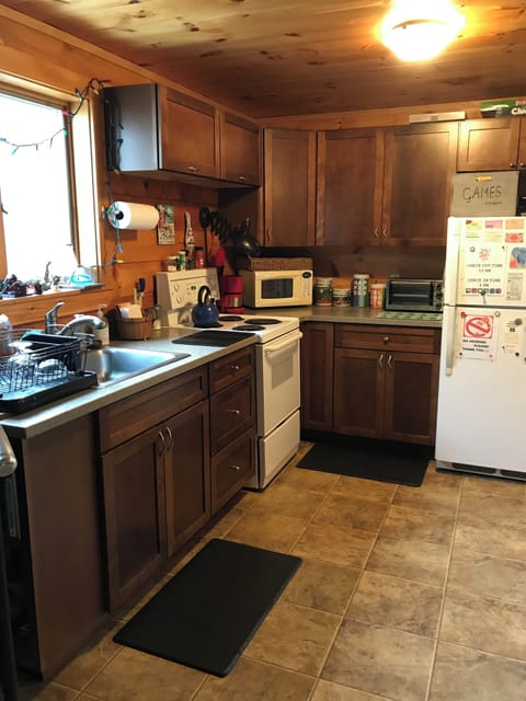 Full-size fridge, microwave, oven, stovetop