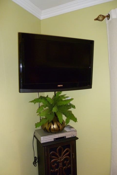 36" Flat Screen TV, cable hookup, DVD and VCR.