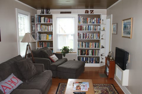 TV, DVD player, books, video library