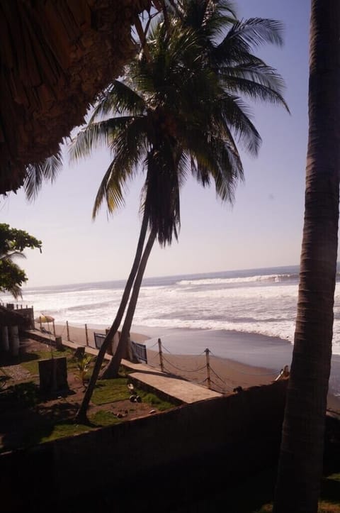 On the beach, sun loungers, beach towels