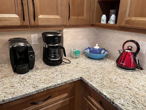 Coffee and Tea is waiting for you.  A choice of Drip or Tassimo Coffee.