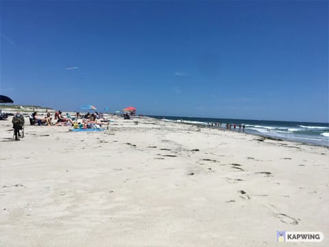 Beach nearby, sun loungers