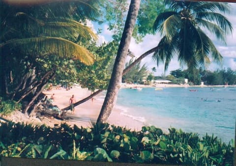 On the beach, sun loungers, beach towels