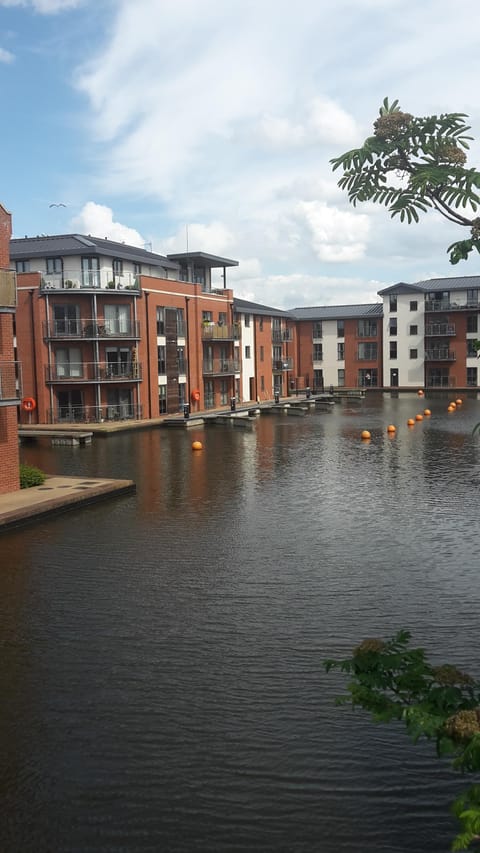 view of the apartment from the canal basin bridge
