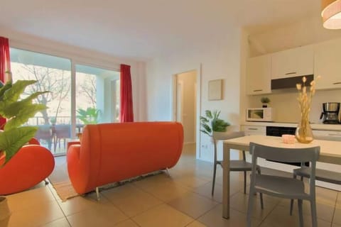 Living area with doors to terrace