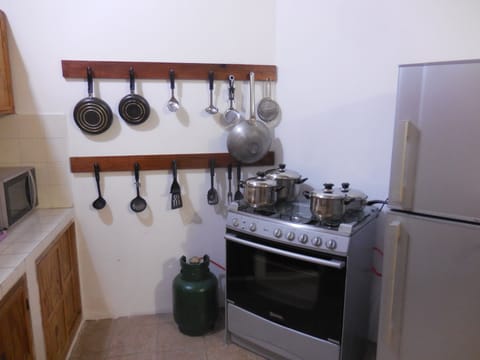 Fridge, microwave, oven, coffee/tea maker