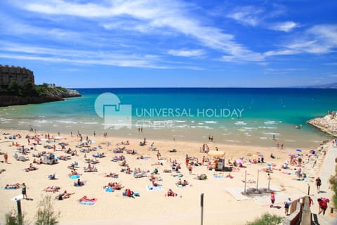 Beach nearby, sun loungers