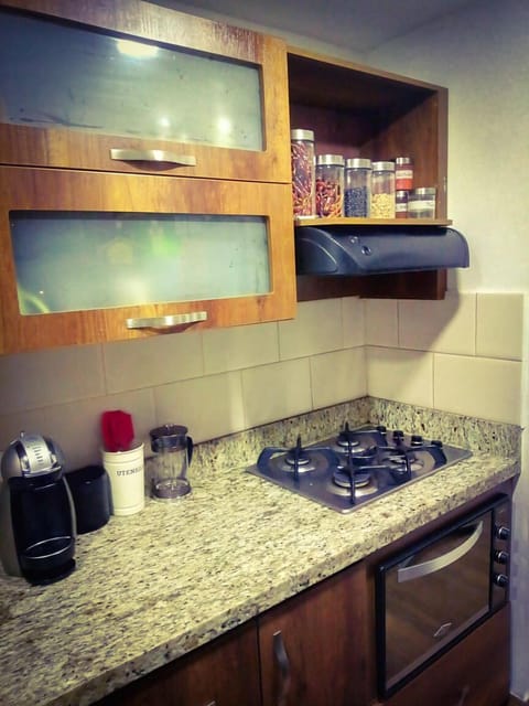 Fridge, oven, stovetop, coffee/tea maker