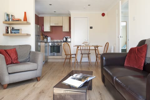 The kitchen and lounge.