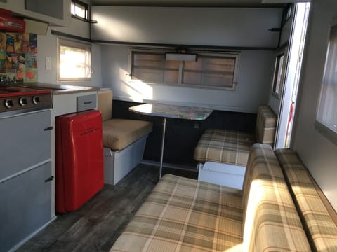 The couch pulls out to a full size bed.