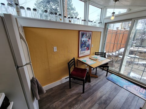 Enjoy a view of the Flatirons as you sit at our bright and sunny kitchen table