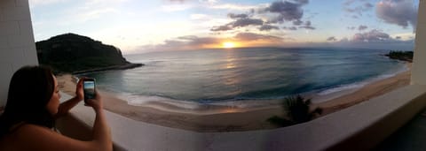 On the beach, sun loungers, beach towels