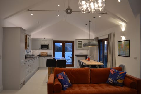 The vaulted kitchen seen from the sitting room