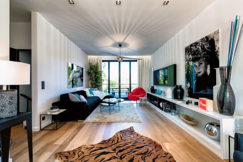 Living Room with High-Quality Convertible Bed