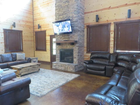 TV, fireplace, video-game console, stereo