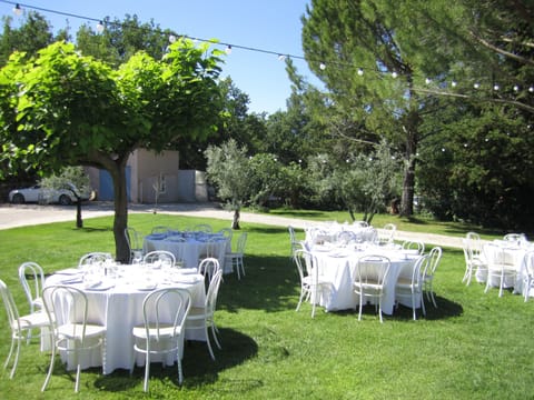 Outdoor banquet area