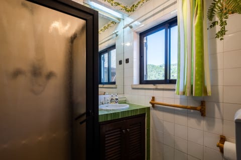 Shower, eco-friendly toiletries, hair dryer, towels