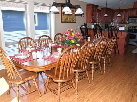 Moonbeams dining can seat 10-14, with room for another 3 at the bar!