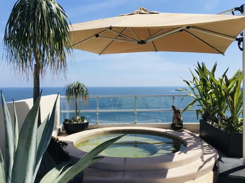 Enjoy the gorgeous view inside the cold water jacuzzi!