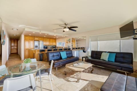 Unit 2 Living room with two Queen Euroloungers & kitchen