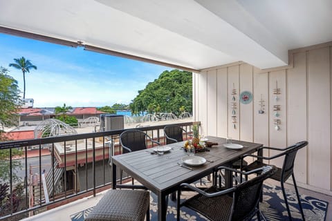 Savor meals outdoors with comfortable dining for four in a scenic setting.