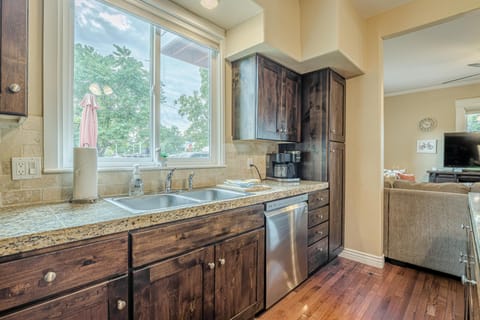 Modern appliances, plenty of counter space, and all the basics provided.