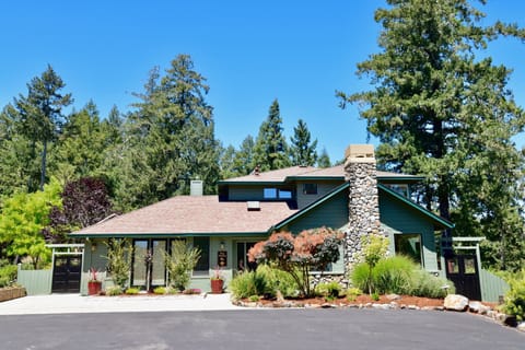 The home has a large paved area for parking