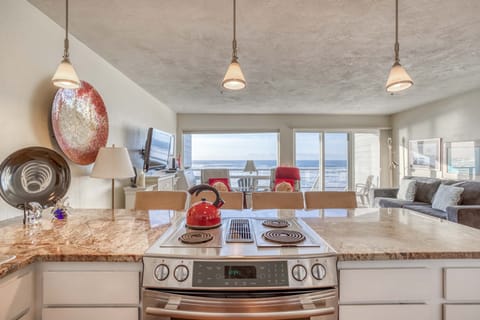 Kitchen with ocean view