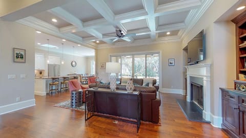 Living Room with High Coffered Ceilings