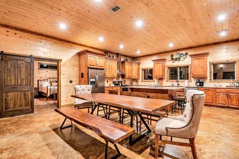 The formal dining table seating 10.