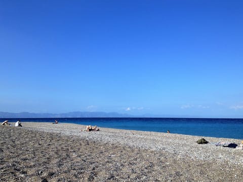 Beach nearby, sun loungers, beach towels