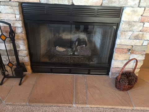 Romantic gas log fireplace in the living room