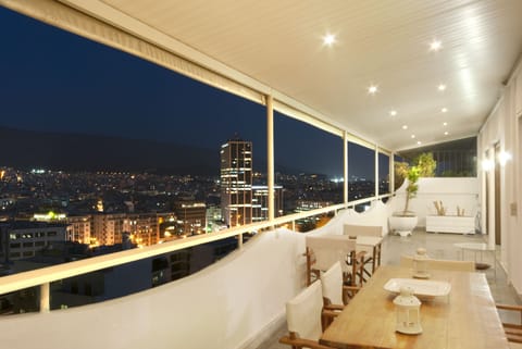 night view of east center Athens with mountains from the 20 meters  long veranda