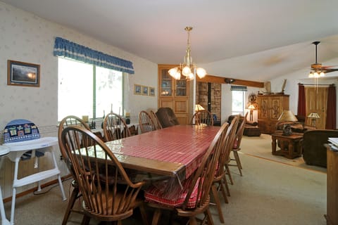 Dining room has seating for 10. Highchairs are available for the littles.