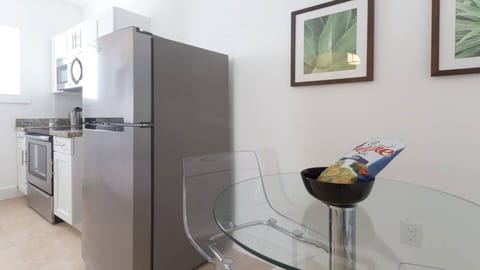 Fridge, microwave, dishwasher, coffee/tea maker