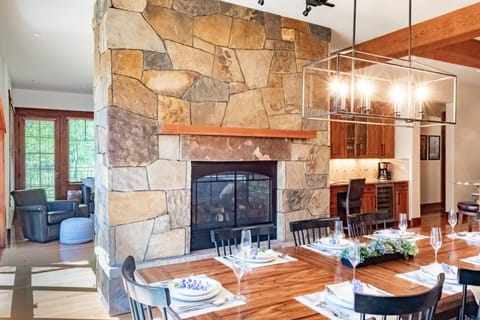 2-way fireplace for dining room and living room